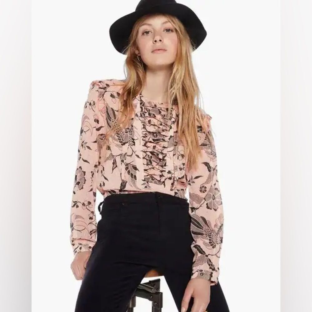 Scotch & Soda Floral Pink Lace Up Top M NWOT
